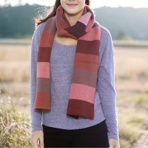 Striped Knit Scarf Simplicity Wide Neck Wrap Rugby Pink and Gray Unisex